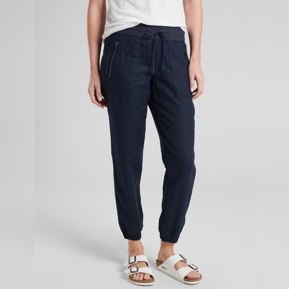 Athleta Cabo Linen Jogger Pants 6 Tall 6T